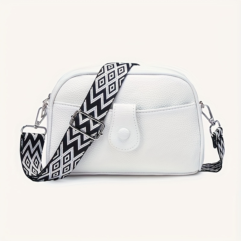 E-shop 1 Stück Damen Umhängetasche mit verstellbarem breitem Trageriemen, Chevron-Muster, Reißverschluss & mehreren Fächern – Langlebiges PVC-Leder,