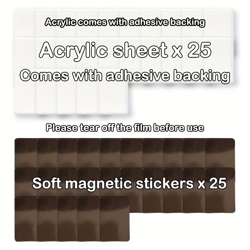 TEMU 10/20/50pcs Acrylic Soft Magnet Fridge Magnet Material Pack, Transparent Rectangular, Fridge Magnets, Acrylic With Backing, Magnetic Picture