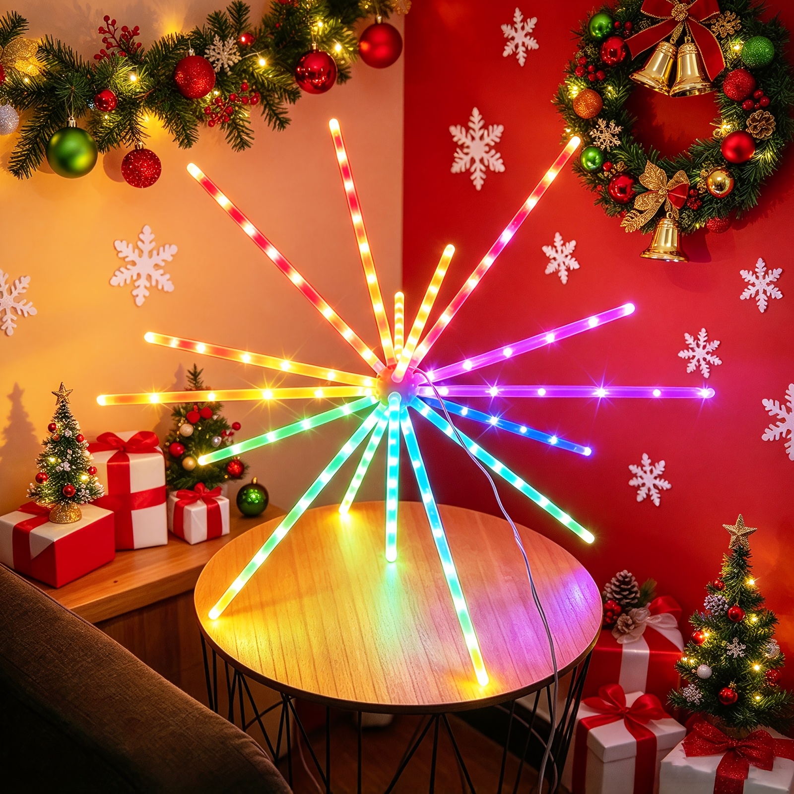 TEMU Guirnalda de luces de estrella RGB que cambian de color para Halloween y Navidad (1 paquete) Luces decorativas multicolores para