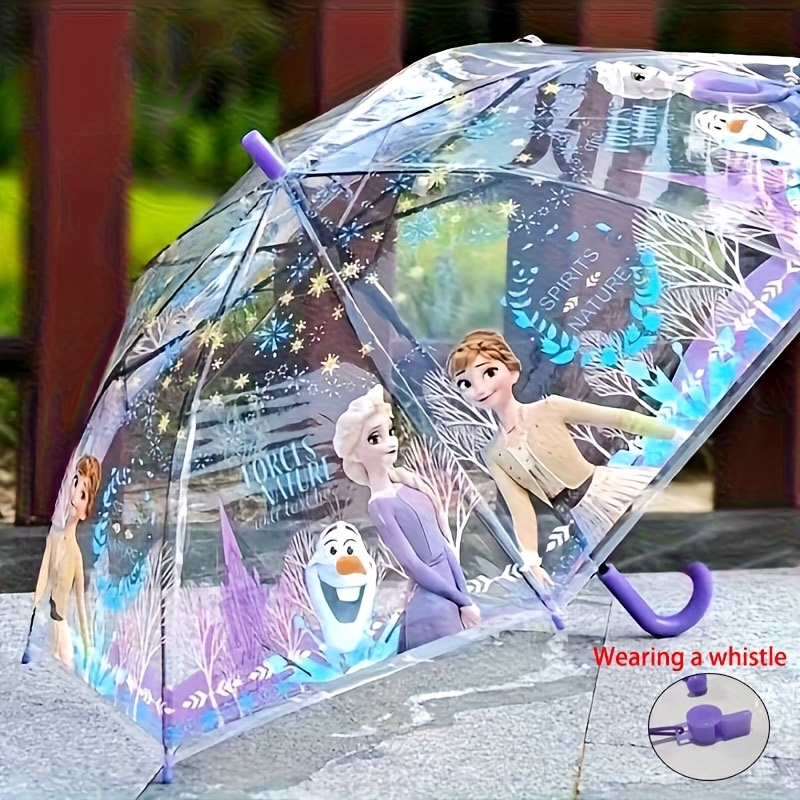 TEMU ร่มพิเศษอัตโนมัติเคลียร์การ์ตูนฝนและแดดร้อน Frozen