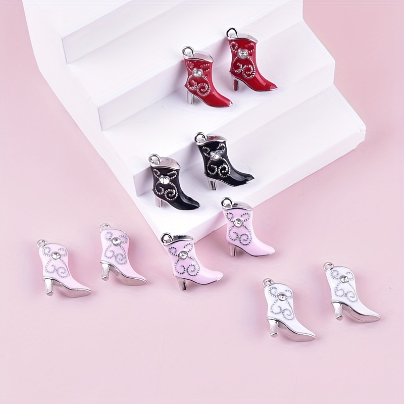 

10pcs 3d High Heel Boot Charms, Alloy Accessories For Earrings Necklaces Crafting