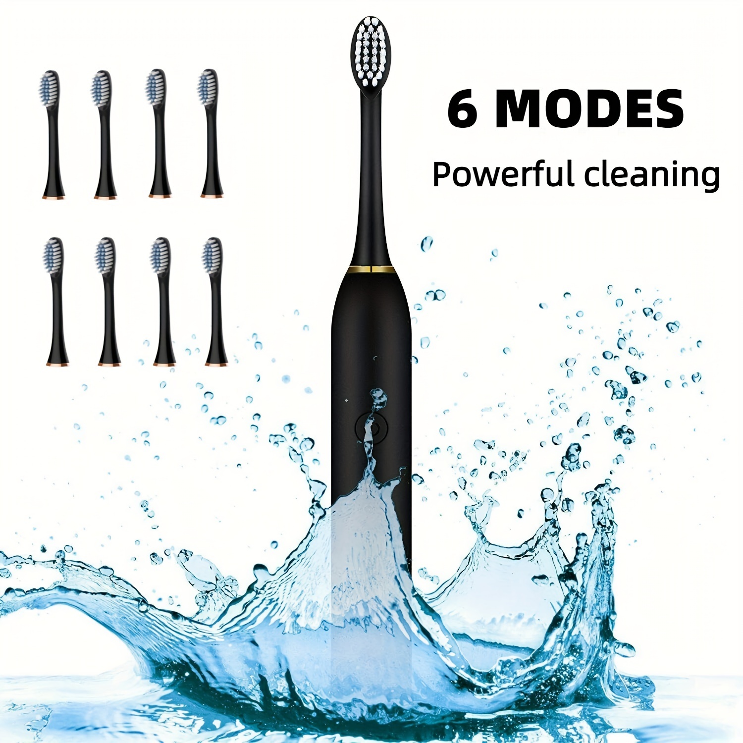 

Electric Toothbrush With 8 Brush Heads, 6 Cleaning Modes, Usb Charging And Smart Timer, Efficient Cleaning