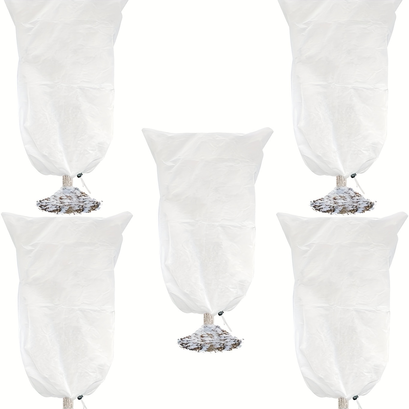 TEMU Ensemble de 5 protections pour plantes contre le gel, 0,8X1M, couverture d'hiver épaisse avec cordon de serrage, veste chaude réutilisable pour