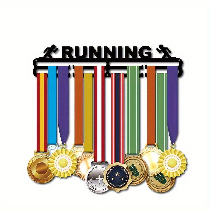 

1pc Medal Hanger For Running, Marathon Medals Display Rack, Black Sturdy Steel Metal Holder, Wall Mount Over 50 Medals