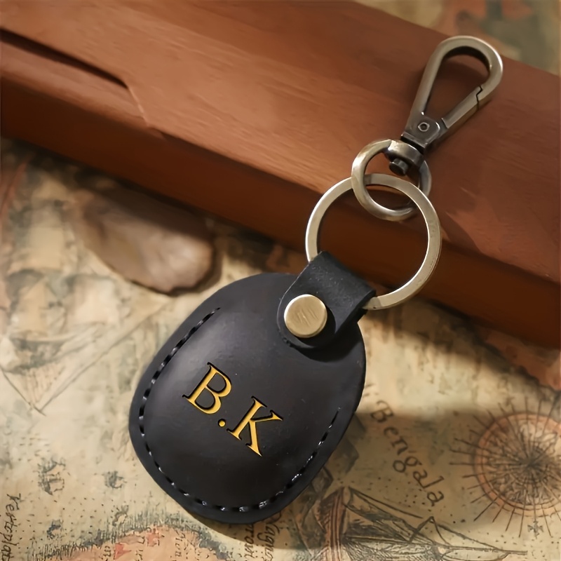 TEMU A Pu Leather Keychain That Customized With Metal , Style, Ideal For Father's Day Or Boyfriend Diy Gift, Vintage Keychain | Engraved Keychain |