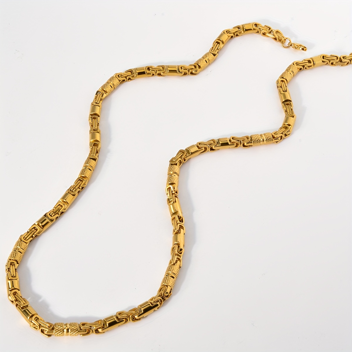 Image of 1pc Men's Fashion Necklace, King Chain, Textured Thick Link Chain Necklace For Music Festivals, Parties, And Street Style Wear