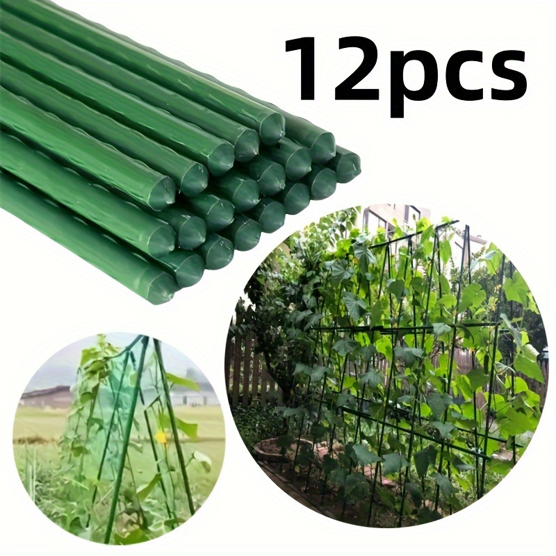 

12-pack Garden Plant Support Stakes, Metal Green Plant Stakes For Climbing Plants, Vegetables, Tomato, Cucumber, Grape Vine, Gardening Vine Trellis - Outdoor Plant Climbing Frame