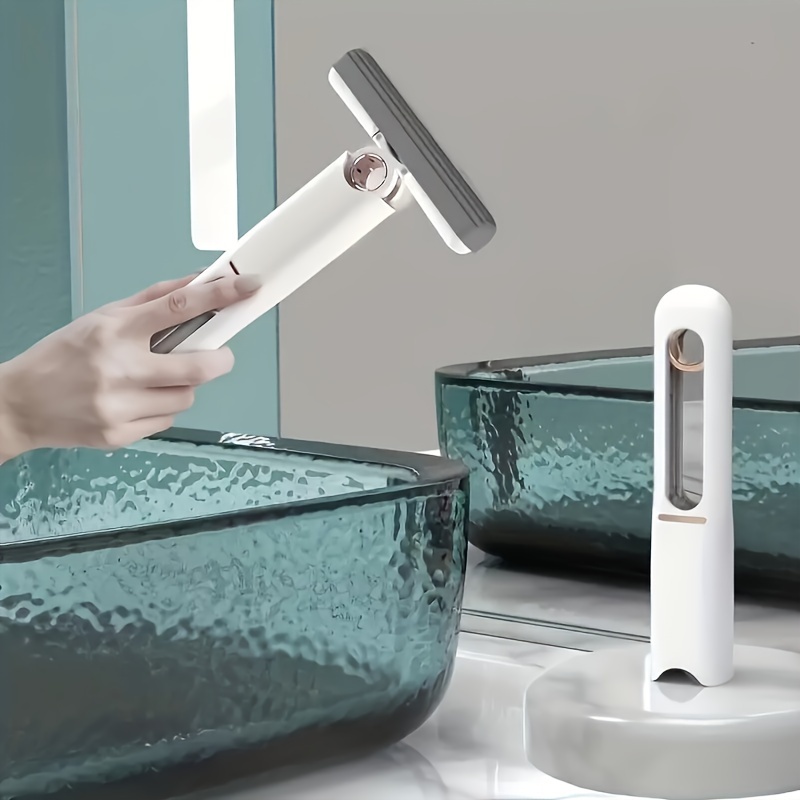 portable mini mop self squeeze sponge mops lazy hand free household mini desktop car glass cleaning mop 2 cotton heads 1 squeeze handle details 8