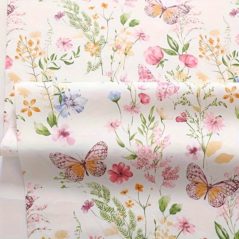 Image of 1pc Banner 63in/160cm Pure Cotton Floral Plant Print Fabric, Diy Country Style Handmade Pure Cotton Cloth For Pillowcases Bedding Curtains Tablecloths Bags Masks Belts Hairbands