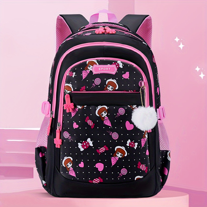 

Fashion School Backpack For Girls - 1pc, Large Capacity, Cute Printed, Water-resistant Polyester, Fashionable With Adjustable Straps, Zippered Closure, Polyester Lined, Durable Design For Students