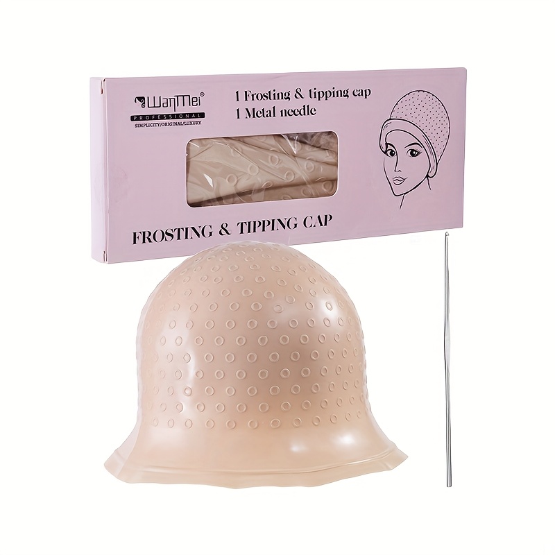 Silicone Hair Coloring Cap with Hook Needle