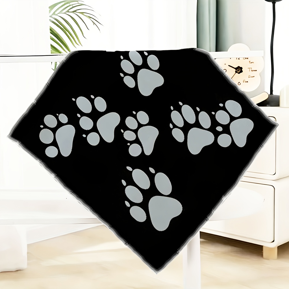 TEMU 2pcs White Paw Print Black Background Movie Comic Exquisite Different Pattern Theme Hand Towels, Christmas Halloween Exquisite Towels, Suitable