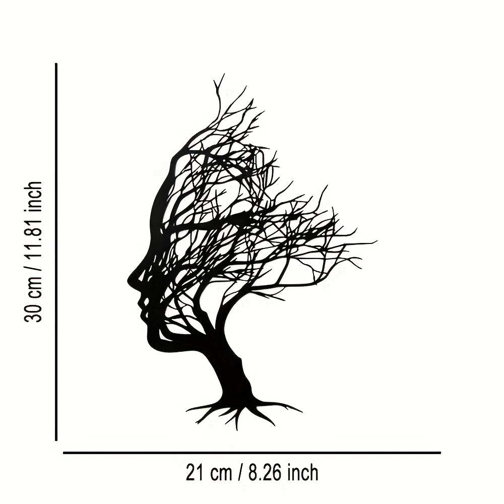 TEMU Elegant Minimalist Branch Woman Head Metal Wall Art - For Office, Home, Bedroom, Kitchen, Courtyard Wall, Shop Entrance, Cafe, Ballroom, Bar,