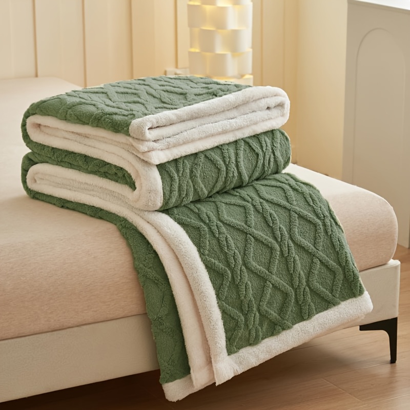 TEMU Luxury Milk Flannel Blanket, Double-layer Thermal Designsuper Soft And Comfortable Blanket, Bedspread, Small Bed Blanket, Double Bed Blanket,