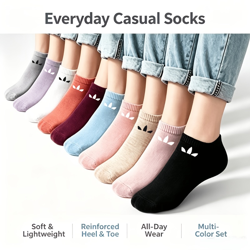 TEMU 20 Pairs Breathable Unisex Socks - Assortment Set, Moisture-wicking Seamless Design Solid Colors Casual Sports Socks, Random Colors, Lightweight