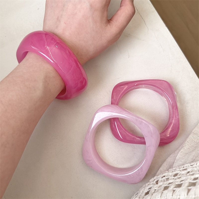 3pc Fashionable Elegant Pink-Toned Bracelet Set