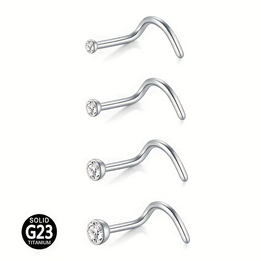 4pcs G23 Titanium Alloy Nose Stud, Nose Ring, Nose Piercing, Hypoallergenic Nose Stud, Men's Accessories, Women's Jewelry, Multiple Size Combinations
