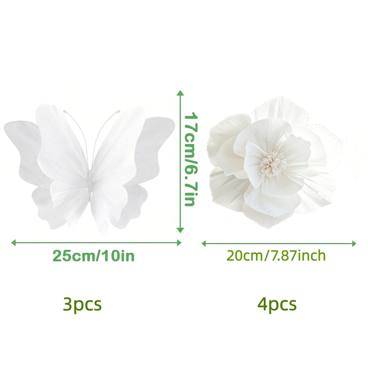 TEMU 7pcs Large Paper Artificial Flowers 3d Large Paper Butterflies For Wall Floral Backdrop Decor Enormous Flower Decorations For Birthday Bridal