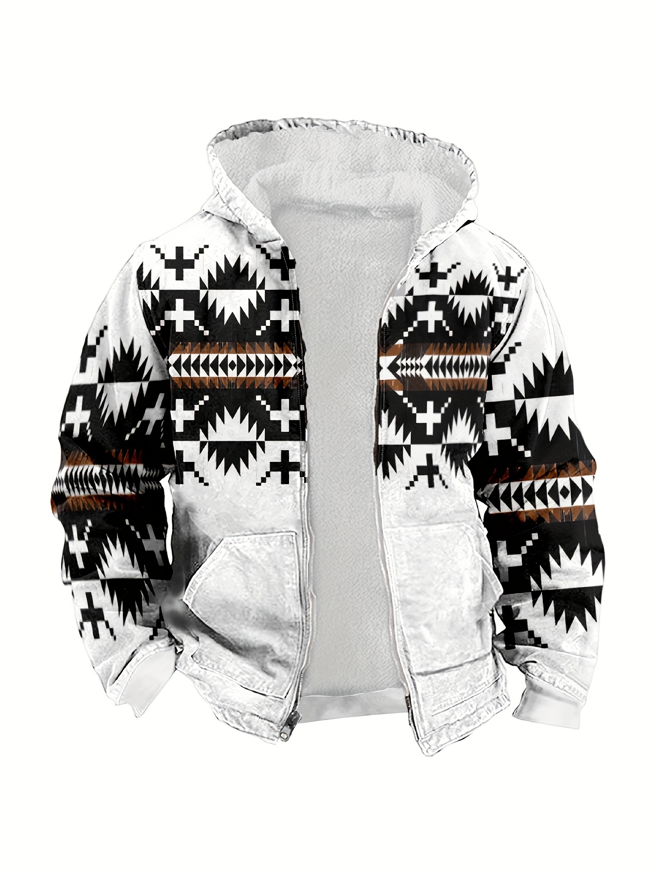 Loose Fit Hooded Jacket - White/flower - Men