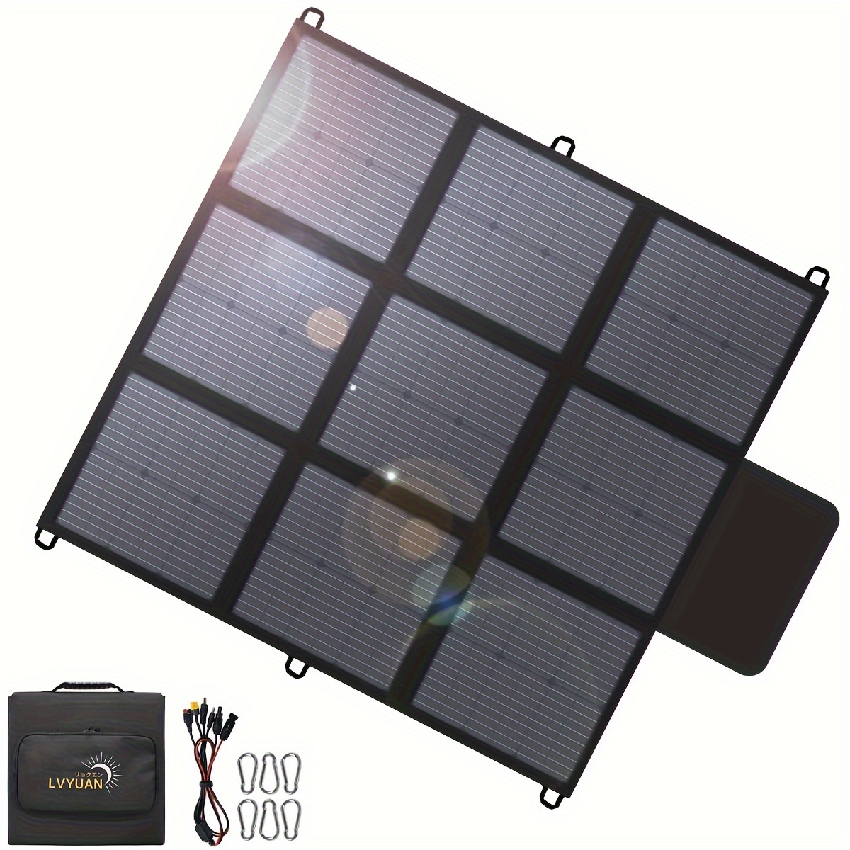 TEMU 200w Portable Solar Panel, Foldable Solar Panel Kit Portable Solar Charger For Rv Marine Laptop Solar Generator For Van Camping. Suitable For Car Accessories, Tools, , Gift, Without Battery