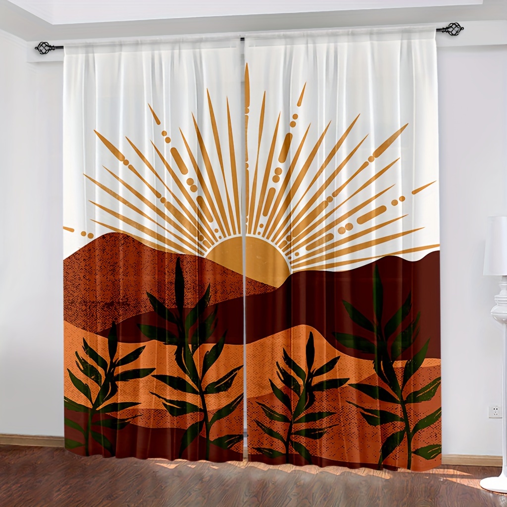 Century Abstract Shower Curtain Boho Vintage Golden Sun - Temu