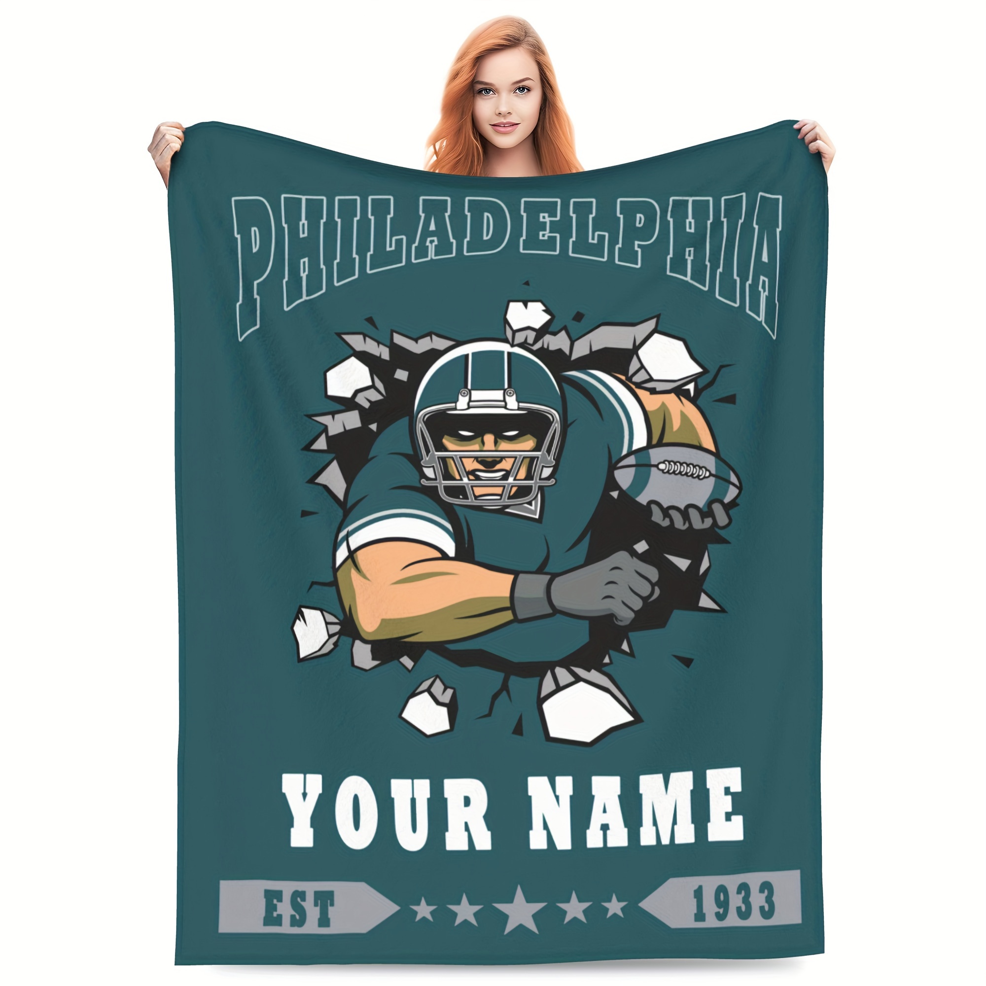 

Sports Team Throw Blanket With Personalized Name - , Soft Warm Polyester Knitted Flannel, Blanket For Home & Travel Decor, Ideal Gift For Sports Fans