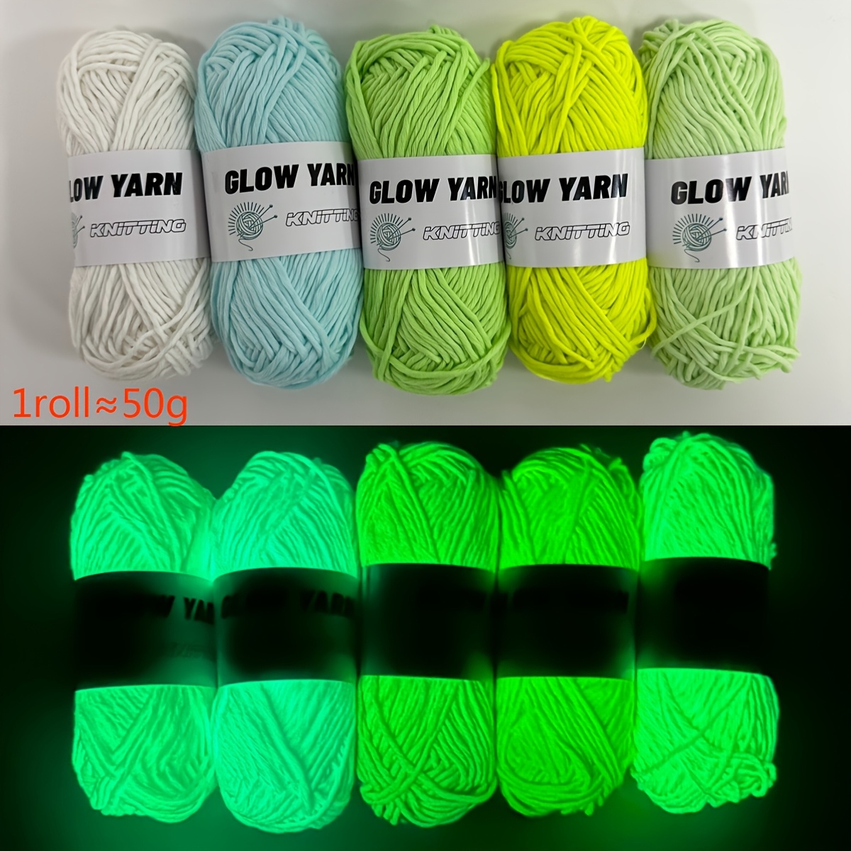 

5roll Glow In The Dark Yarn, Yarn, Soft And Diy Knitting And Crocheting, Knitting Supplies