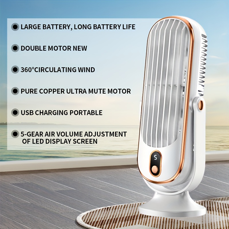 large battery dual motor portable fan household small air cooler 5   cooling fan 720 surround hair dryer portable usb fan for   camping outdoor rv christmas and valentines day gifts details 6