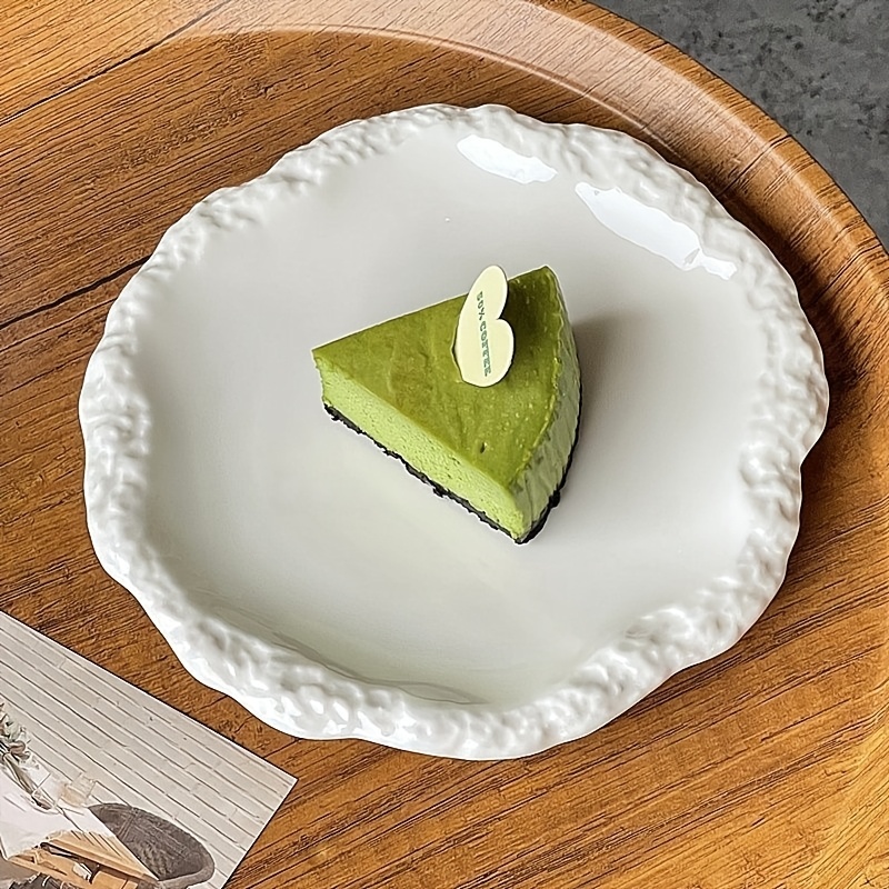 1pc of Shallow Plate with Rock Texture (30.48/25.4/20.32 cm) - Contemporary Minimalist Ceramic Dishware Featuring Rustic Edges for Dining at for home And in Hotels