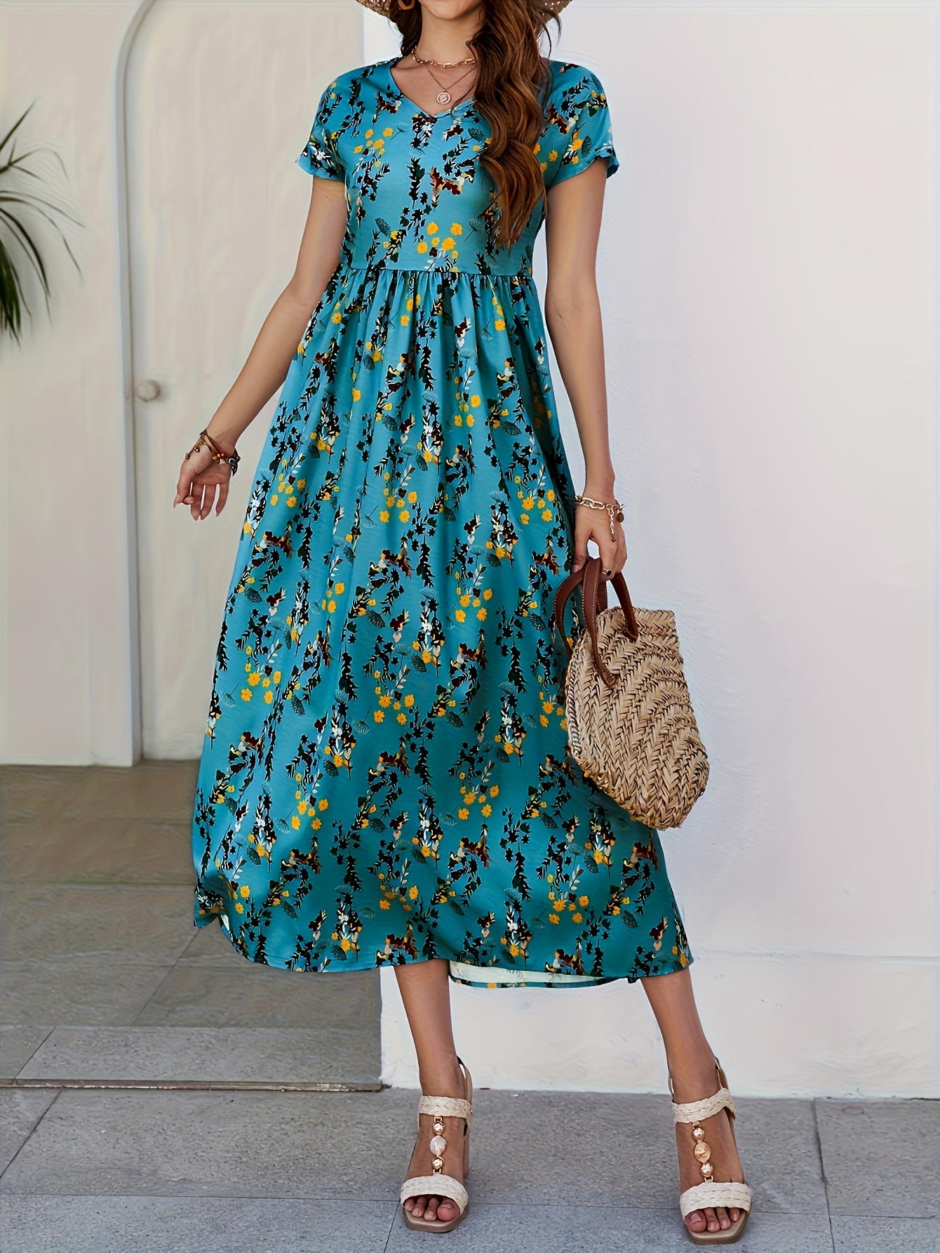 heels to go with sage green dress Teresa Green Floral Short Dress | Women's Clothing main image 0