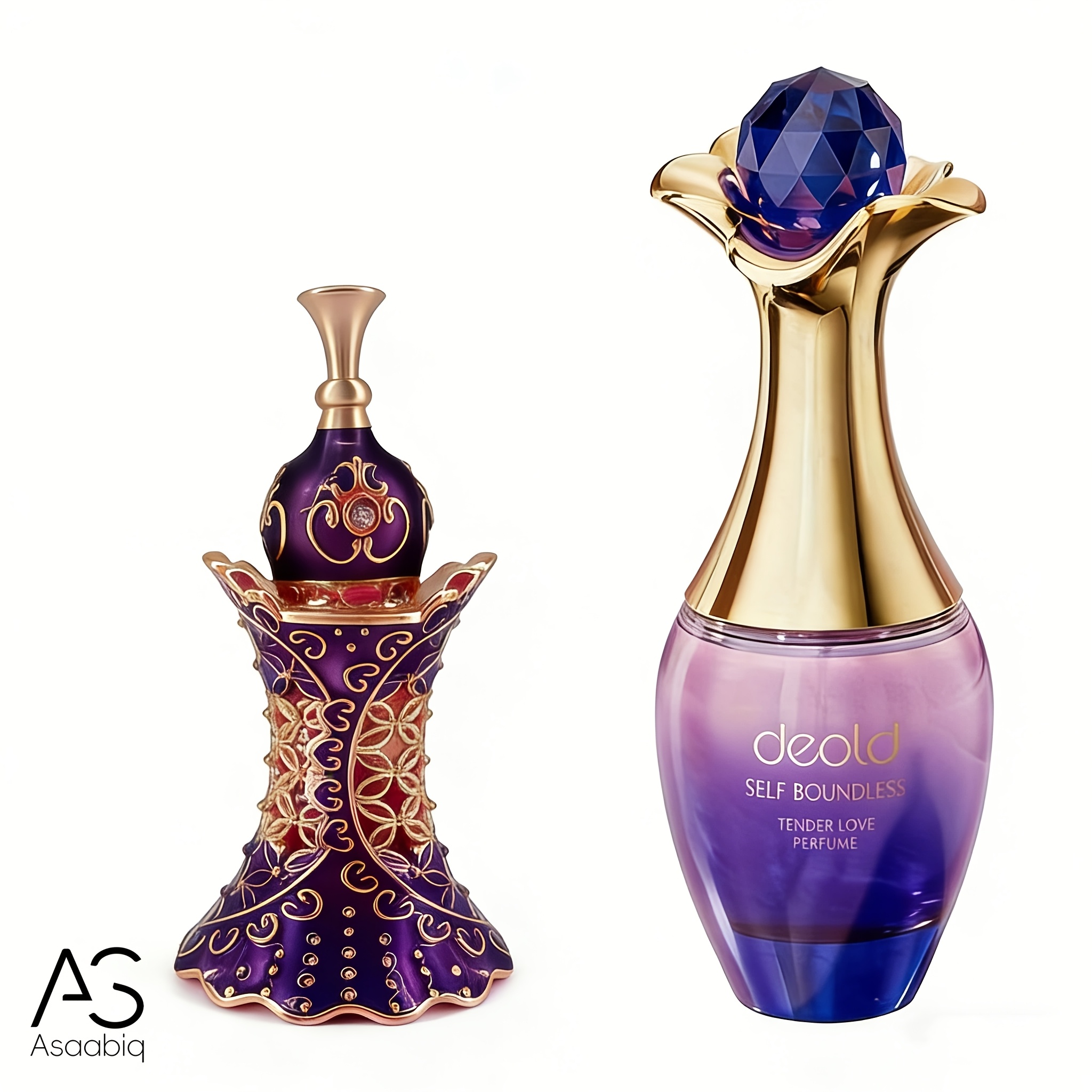 Image of 2pcs 55ml Total Asaabiq Violet & Deold Perfume Set, Long Lasting, Perfect For Valentine's Day Christmas Gift