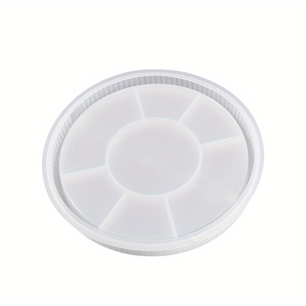 TEMU Round Tray Mold Resin Large Round Serving Tray Mold With Striped Edges Plate Silicone Epoxy Casting Mold For Agate Tray Serving Board Candle