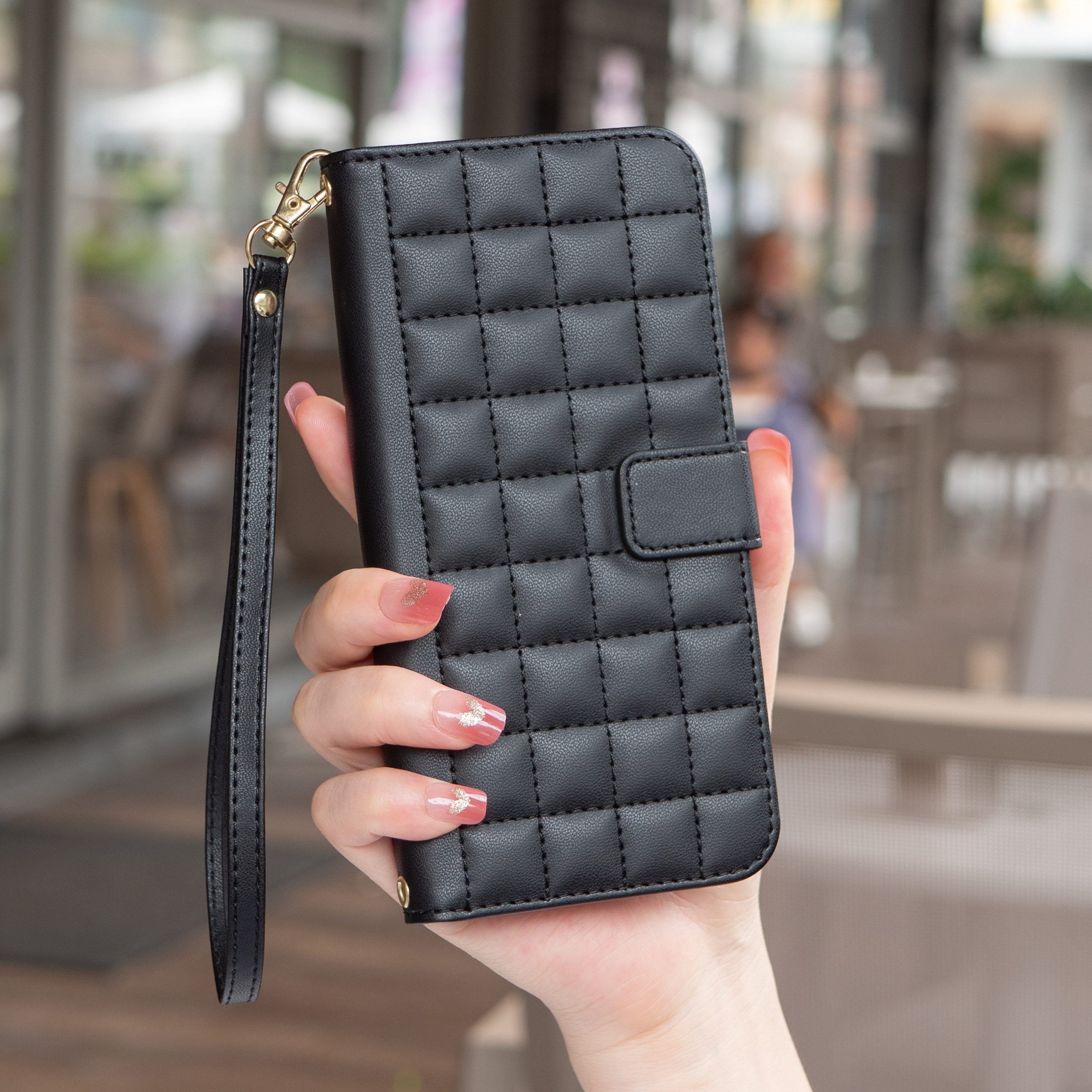 TEMU Suitable For Premium Pu Phone Cases (with Long And Short Lanyards, Card Slots, And Magnetic Stand) Suitable For Xiaomi Redmi Grid Fashion Phone