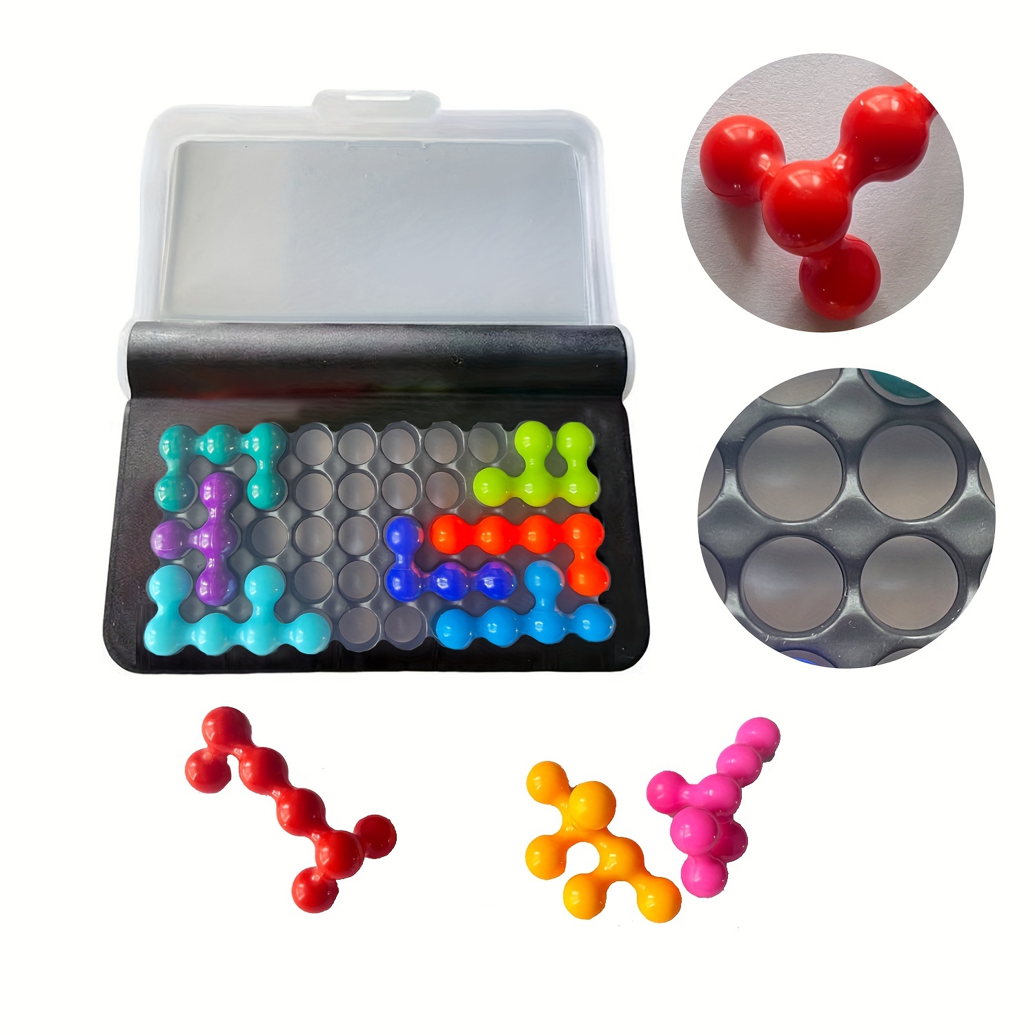 

Brain-boosting 3d Puzzle Stacking Game - Portable Travel Edition With 120 Levels, Colorful Beads & Hollow Chassis Design For Young Players
