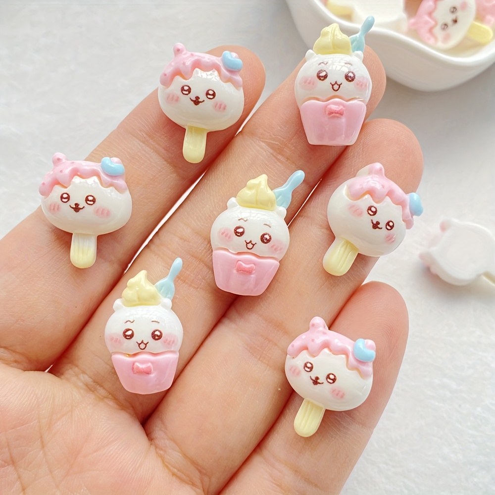 

20pcs Cartoon Puppy Ice Cream Resin Charms - Vibrant, Self-adhesive Nail Art Decorations For Diy Crafts, Scrapbooking & Jewelry Making - Reusable, Sparkle , Animal Theme