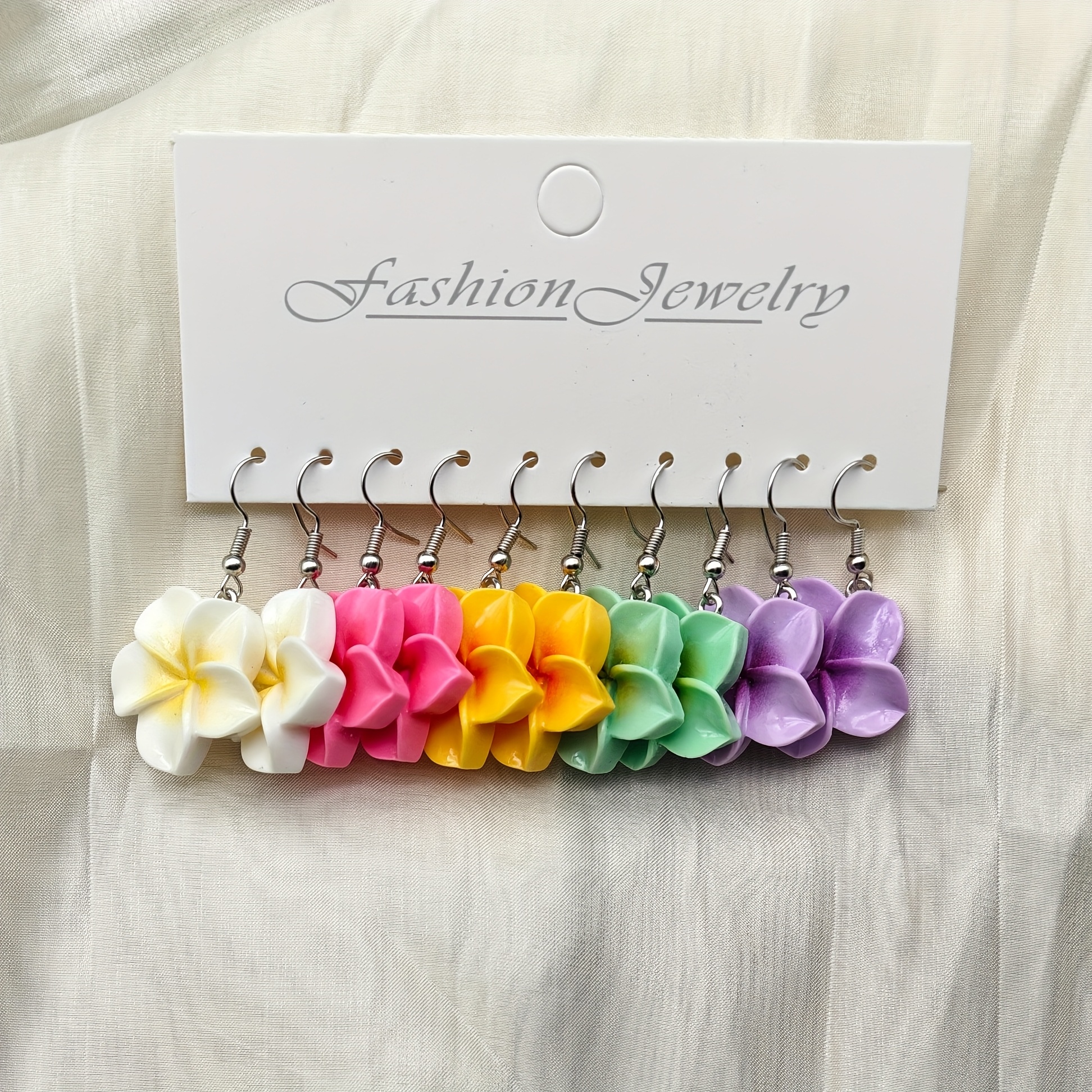 TEMU 10 Piezas de Aretes de Resina con Flores Casuales y para Mujeres, Regalo Ideal para de la y