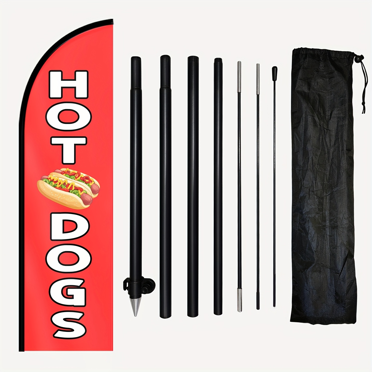 TEMU 1pc Feather Flag With Flagpole, Outdoor Advertising Flag, 72.8x19.7 Inch Sign For Food Truck, , Snack Bar, Booth, Ground Spike Base, Vertical