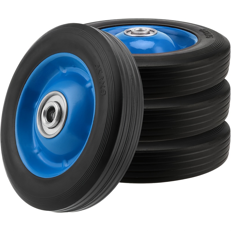 TEMU 4-inch Solid Rubber Tires, Black And Solid Rubber Wheels, Suitable For Garden Trolleys And Handcart Replacement Wheels