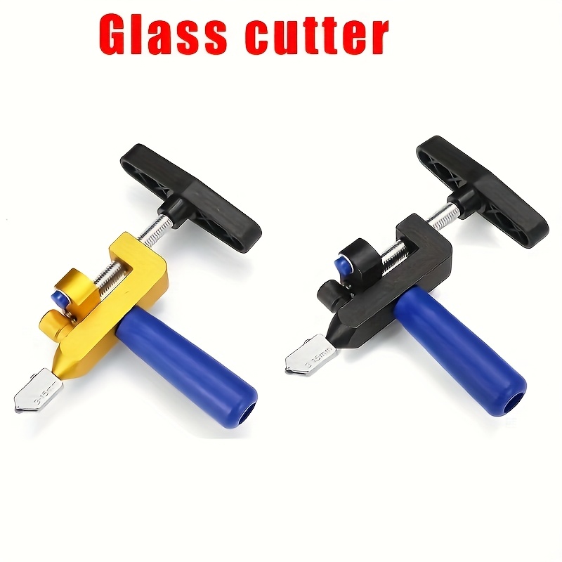 1pc diamond roller glass and tile cutter with nozzles handheld ceramic porcelain and construction glass cutting tool golden metal body with blue accents ideal for diy projects and details 0