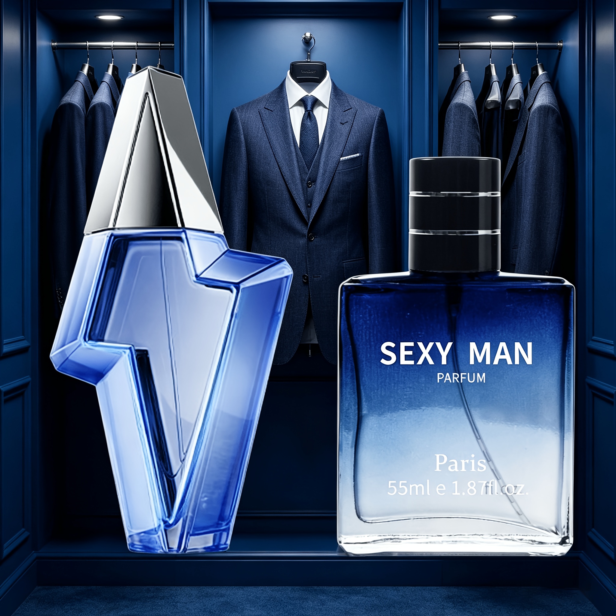 Image of [blue Of Two] C2u Sky Blue Lightning Perfume + Azure 's Sexy Eau De Parfum 80ml+55ml | Lightning: (patchouli Raspberry Honey Pineapple) : Pink Pepper | Fresh And Sexy (creative Gift For Him