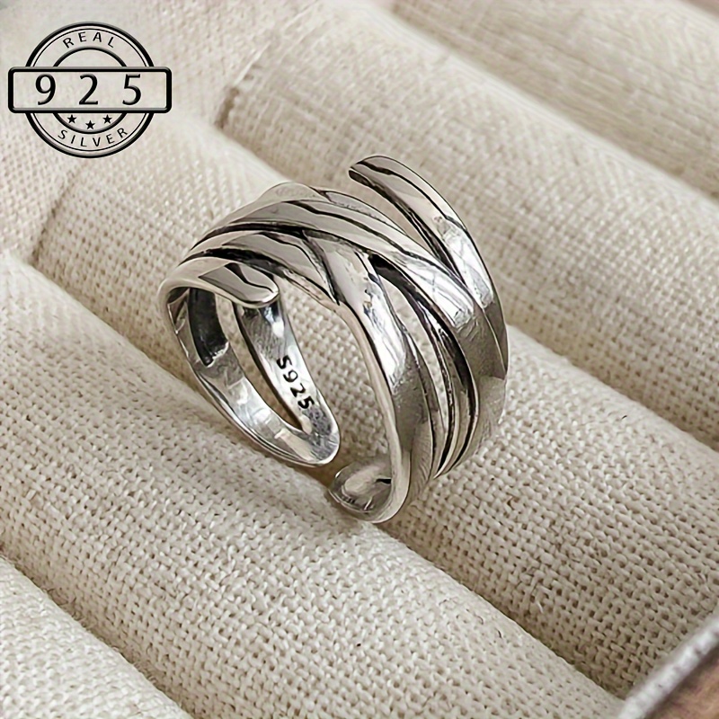 

925 Sterling Silver Multi Wide Ring Finger Ring With Gift Box