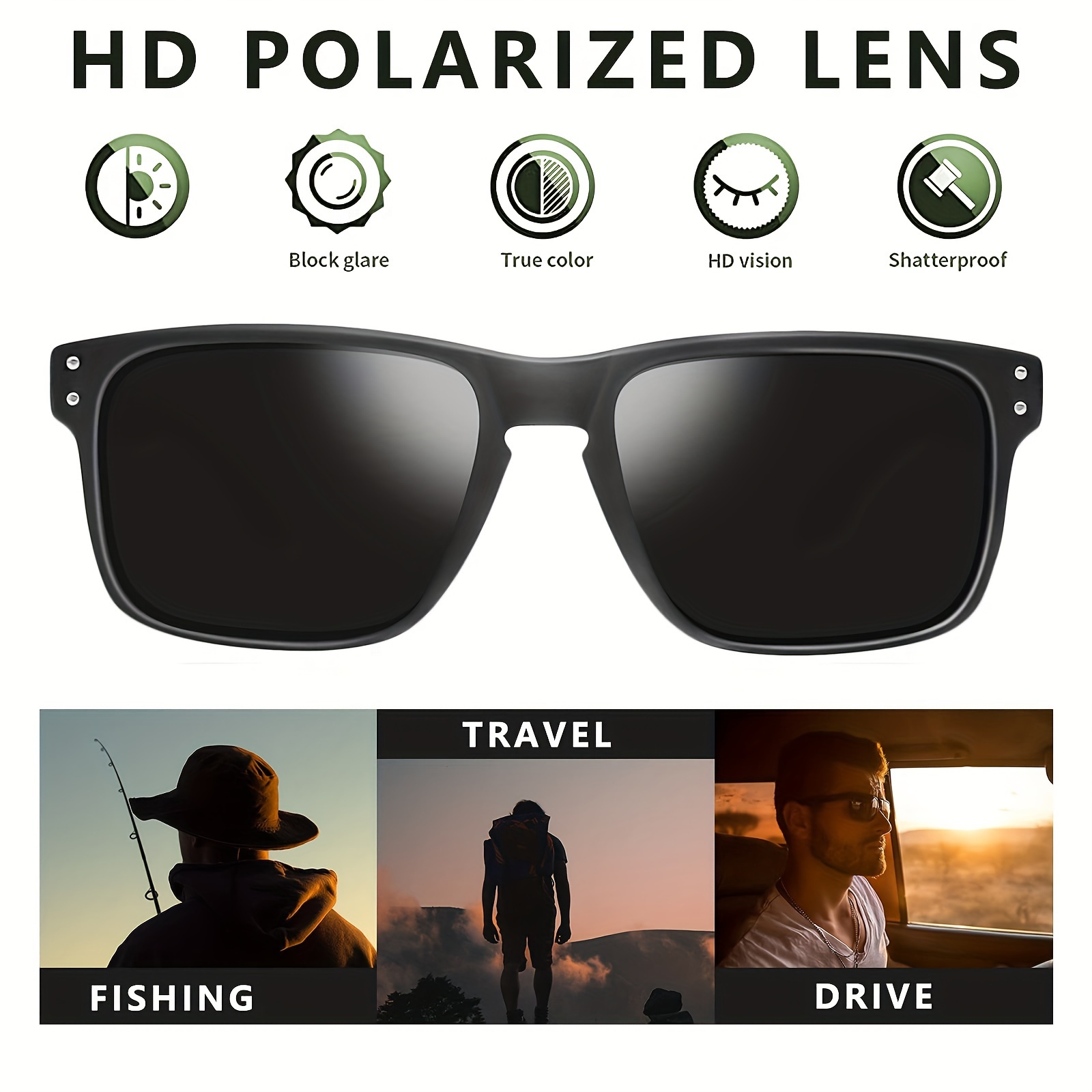3 Pack Polarized Sunglasses For Men And Women, Vintage Style Sun Glasses  For Fishing Running Driving