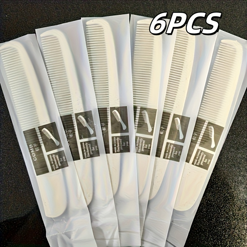 TEMU Set Of 6 Single-use Combs For Hotels And Salons, Packaged Individually, Ideal For Personal Grooming During Travel And Hairstyling
