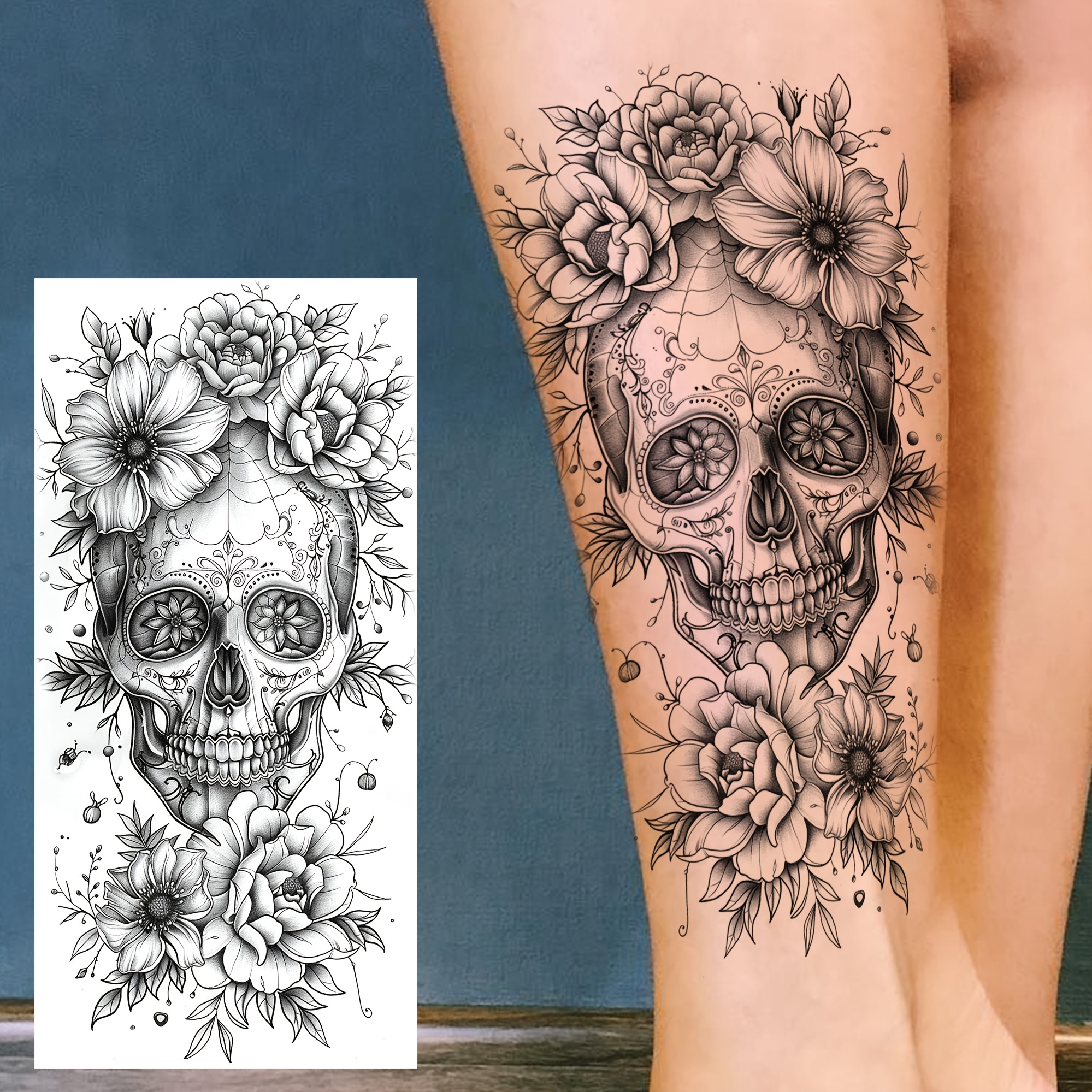 zwarte en rozen tijdelijke tattoo sticker waterdicht - Temu Belgium, image size:1999x1999