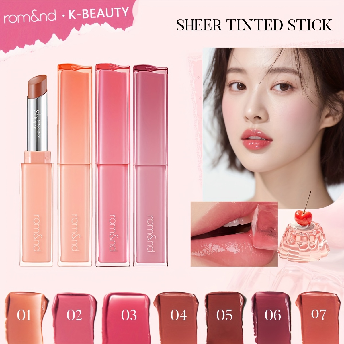 rom&nd SHEER TINTED STICK, Jelly-Like Feel & Natural Finish, Hydrating Moisturizing Long Lasting Blendable, for Instant Healthy Glow Casual Attire On The Go Touch Up, Travel Friendly K Beauty Korean Makeup, 2g/0.07oz