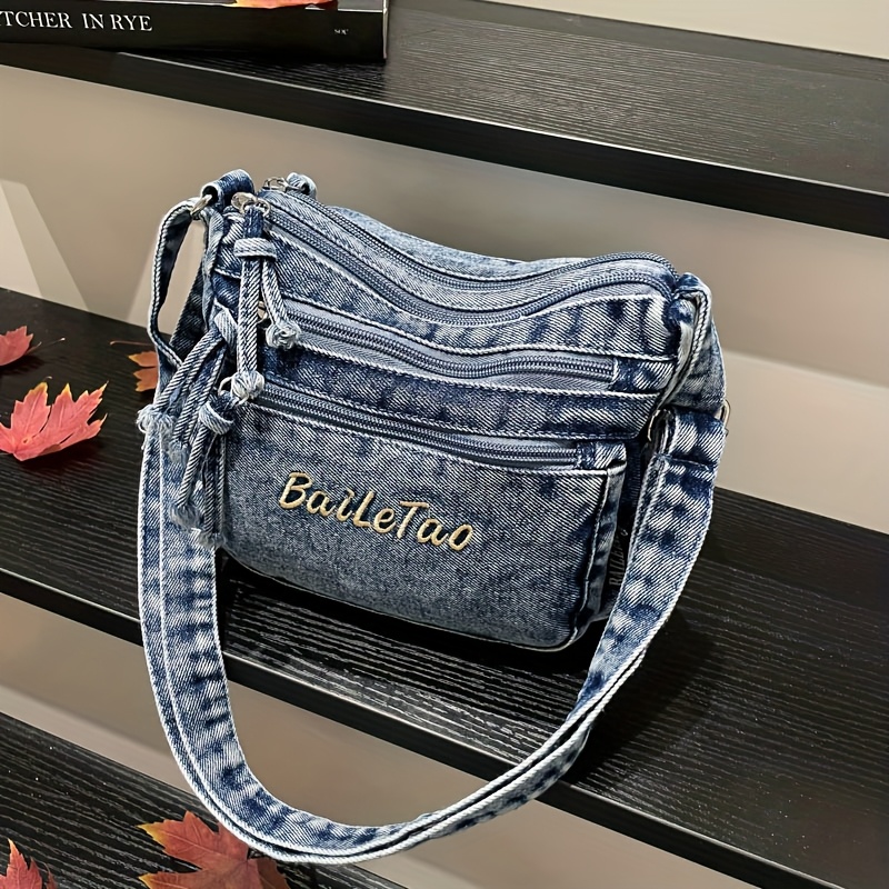 E-shop Vielseitige Single-Schultertasche im Vintage-Stil mit Multi-Zipper-Design, modische, coole Umhängetasche, - und personalisierte Damenhandtasche