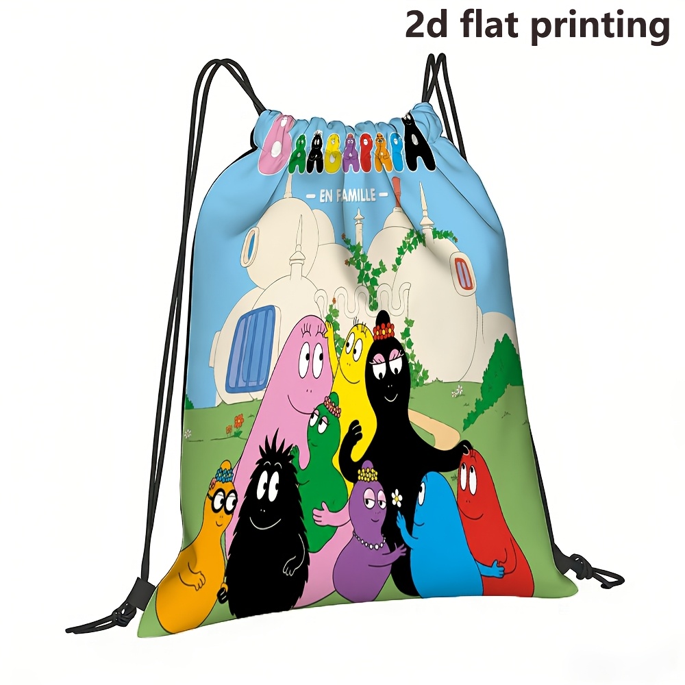 TEMU 1 pièce Sac de sport à cordon de serrage avec motif de dessin Papa Papa imprimé en 2D - Sac à dos à cordon de serrage coloré et , Sac à dos de