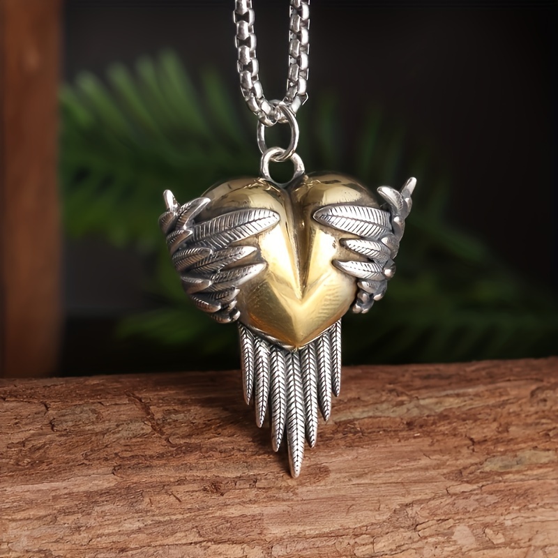 Heart Shape Angel Wings Pendant Necklace Jewelry Accessories Gift