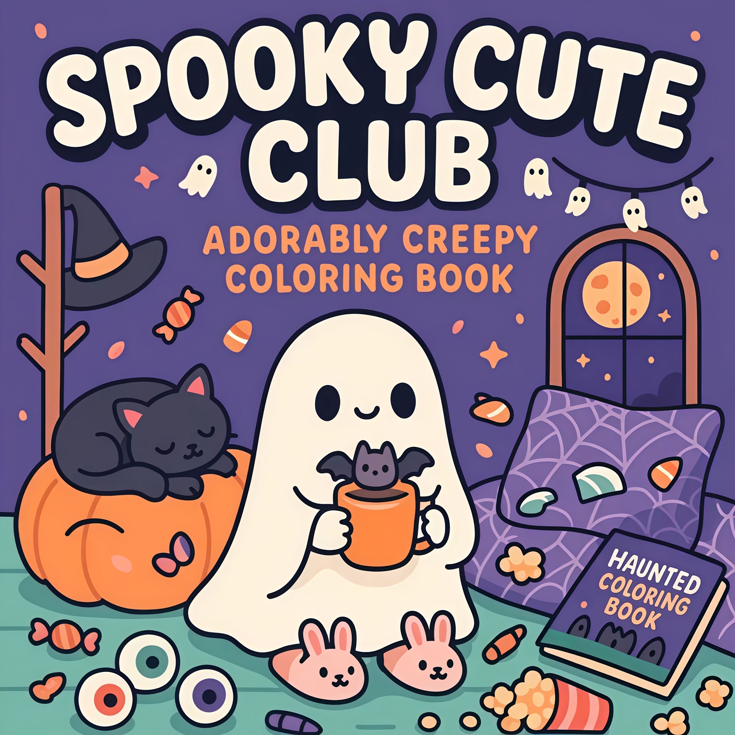 TEMU 1 Livre de coloriage adorable sur le thème d'Halloween avec 24 pages à une face, mettant en des , des citrouilles, des chats noirs, des