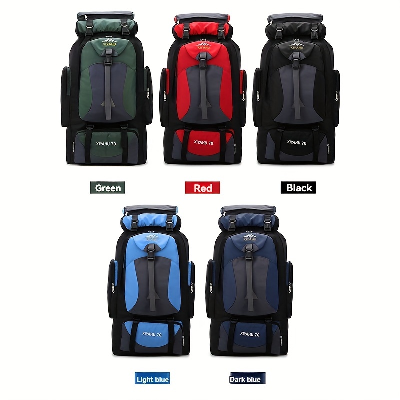 XTIAO 70L High-Capacity Backpack - Lightweight, Durable Nylon Sports Bag with Adjustable Straps, Multiple Compartments for Hiking, Camping & Outdoor Adventures - Available in Black, Green, Red, Backpack for Travel